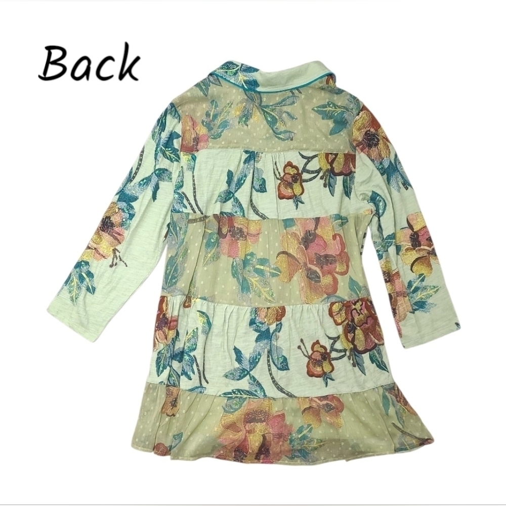 Soft Surroundings Elena Floral Cotton Tunic Top Medium Button Front - Picture 5 of 15